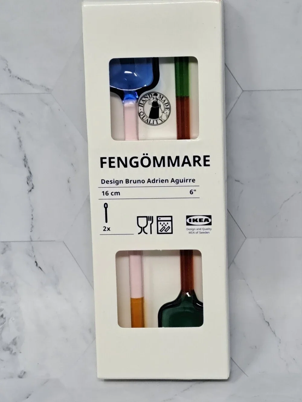 IKEA FENGÖMMARE Glass Coffee/Tea Spoon Set of 2 -Bruno Adrien Aguirre
